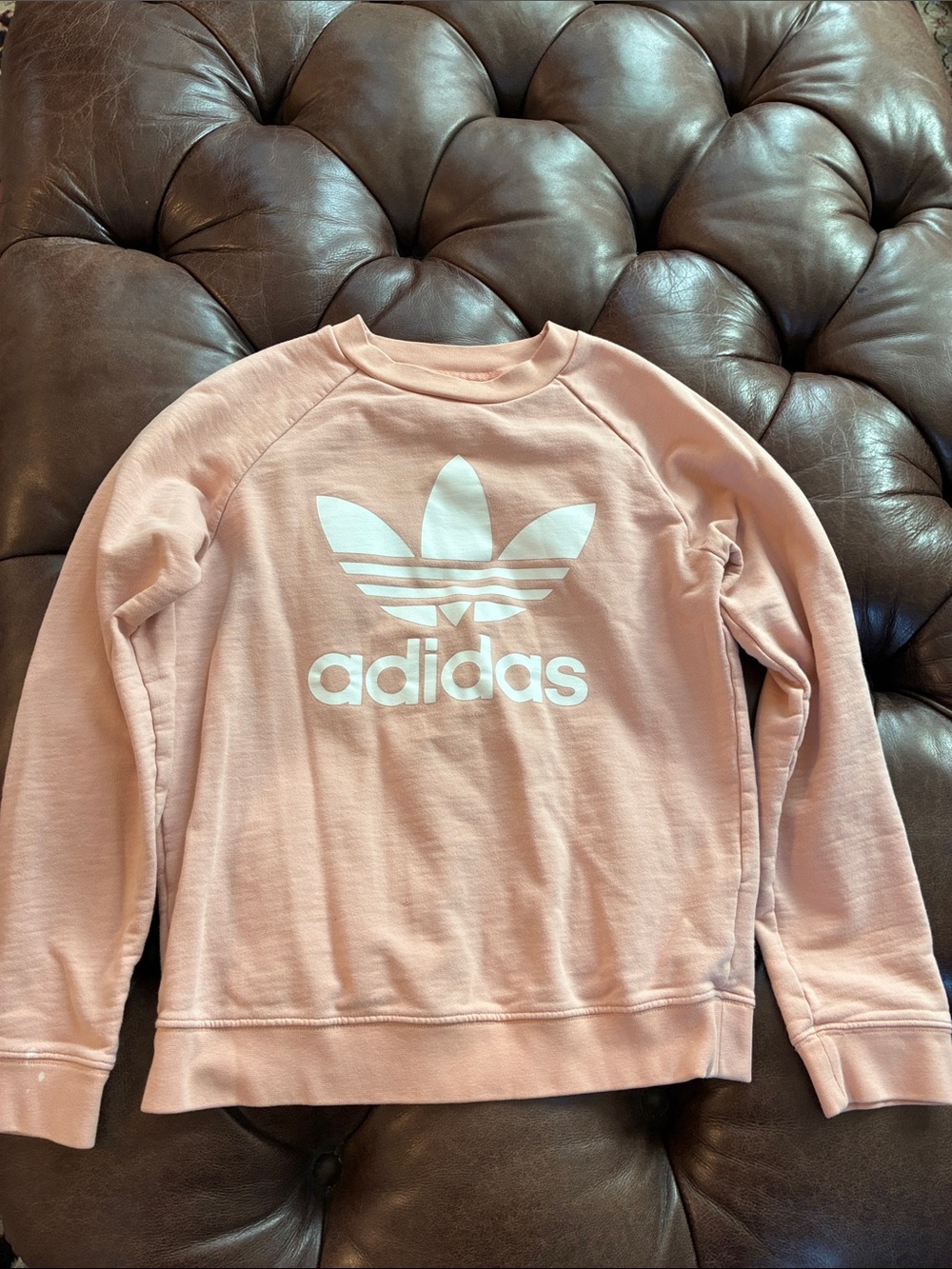 adidas Women’s Peach Blush Pink Trefoil Crewneck Sweatshirt